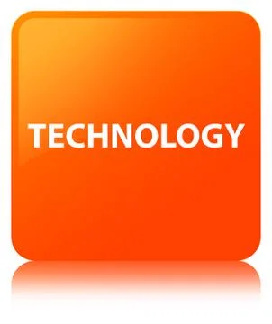 Technology orange square button Stock Illustration