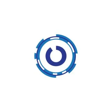 Technology orbit web rings with letter O concept design Stock Illustration