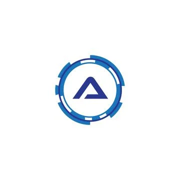 Technology orbit web rings with letter A concept design Stock Illustration