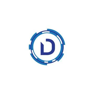 Technology orbit web rings with letter D concept design Stock Illustration