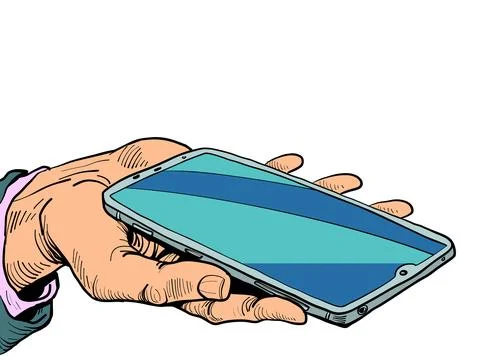 Technology is in our hands. Smartphone control. Phone in hand. Business man Stock Illustration