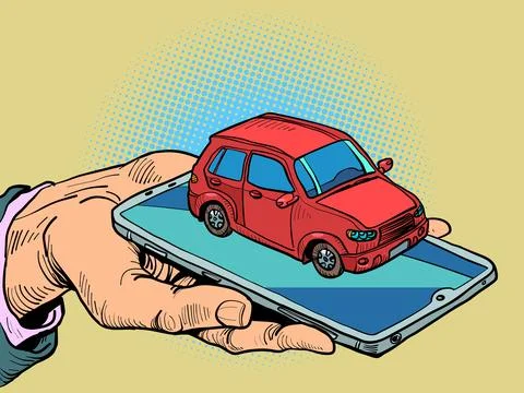 Technology is in our hands. Smartphone control. Phone in hand. Business man Stock Illustration