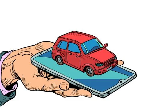 Technology is in our hands. Smartphone control. Phone in hand. Business man Stock Illustration