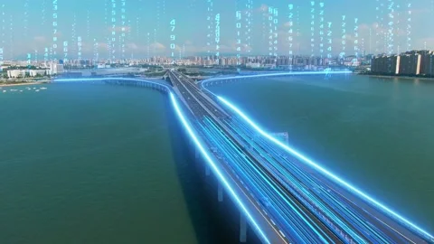 Technology packaging effect of Intelligent Transportation，Digital effect Stock Footage 149553407