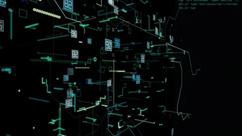 Technology particle binary video background Stock Footage 88643457