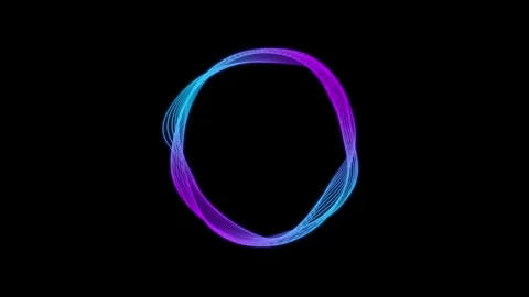 Technology Particle Explosion Vortex Ring, Purple Blue Lines in Spiral Stock Footage 319545682