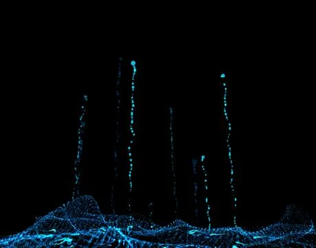 Technology particle network data transmission Illustrazione stock