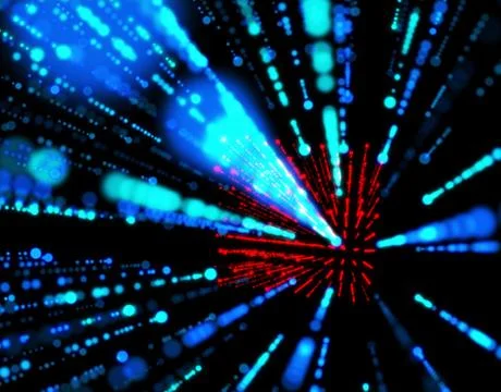 Technology particle network data transmission Illustrazione stock