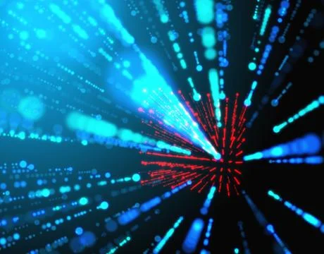 Technology particle network data transmission Illustrazione stock