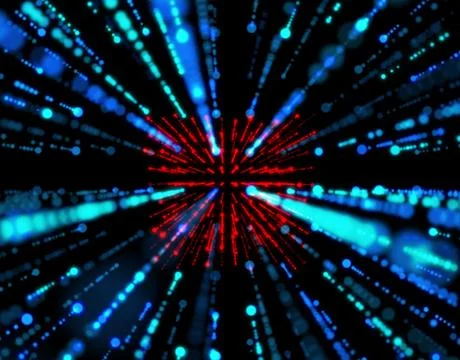 Technology particle network data transmission Illustrazione stock