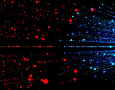 Technology particle network data transmission Illustrazione stock