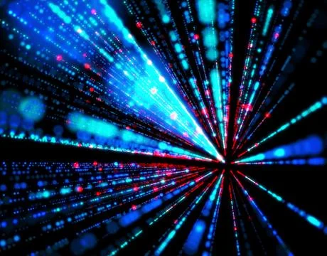 Technology particle network data transmission Illustrazione stock