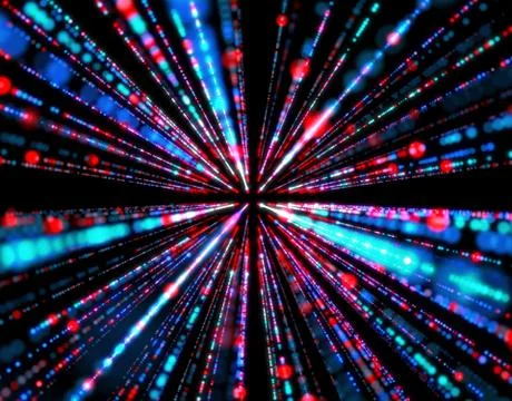 Technology particle network data transmission Illustrazione stock