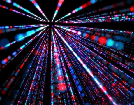 Technology particle network data transmission Illustrazione stock