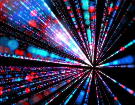 Technology particle network data transmission Illustrazione stock