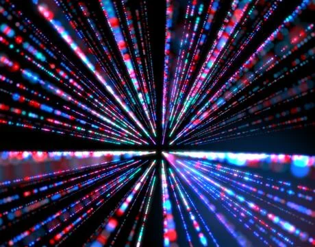 Technology particle network data transmission Illustrazione stock