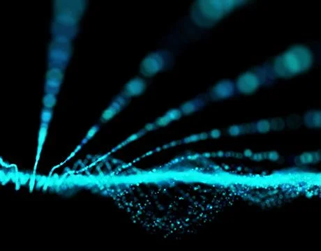 Technology particle network data transmission Illustrazione stock