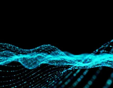 Technology particle network data transmission Illustrazione stock