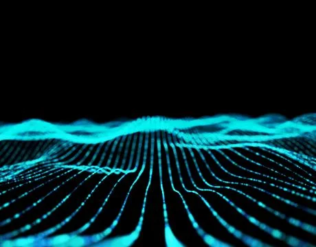 Technology particle network data transmission Illustrazione stock