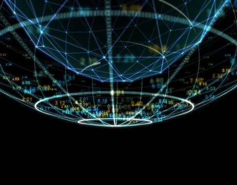 Technology particle planet, data transmission Stock-Illustration