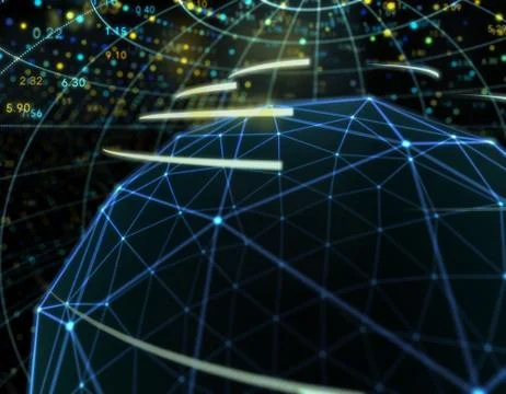 Technology particle planet, data transmission Stock Illustration