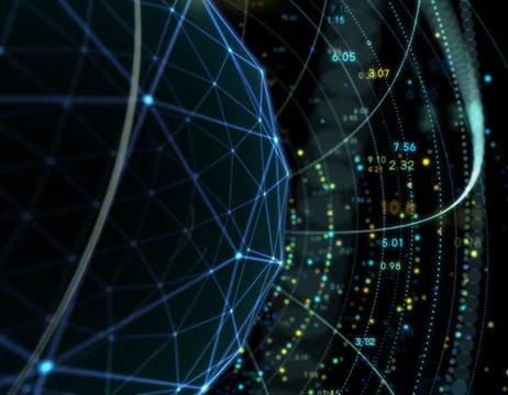 Technology particle planet, data transmission イラスト素材