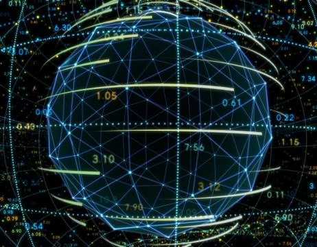 Technology particle planet, data transmission イラスト素材
