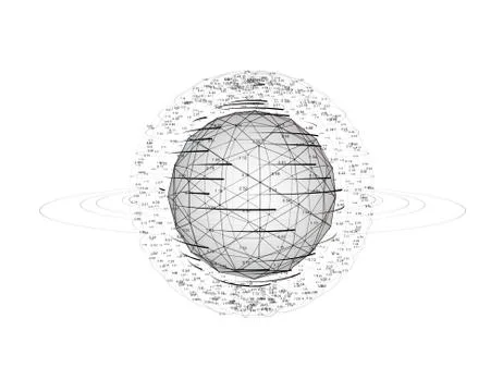Technology particle planet, data transmission Illustrazione stock