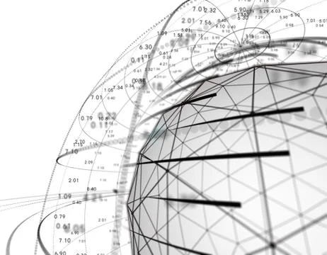 Technology particle planet, data transmission Illustrazione stock