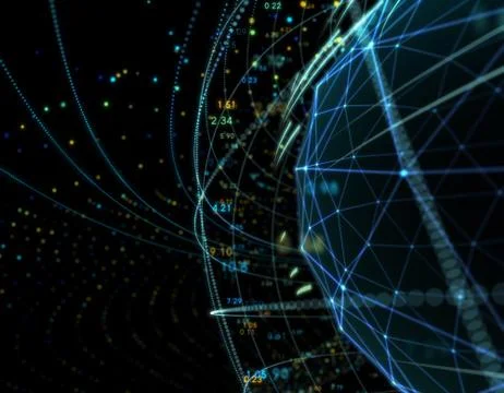 Technology particle planet, data transmission Stockillustratie