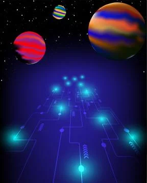 Technology is the path to the universe and the future. Stock Illustration
