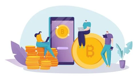 Technology payment cryptocurrency bitcoin financial bank system, online Stockillustratie