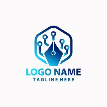 Technology pen logo design vector Stock-Illustration