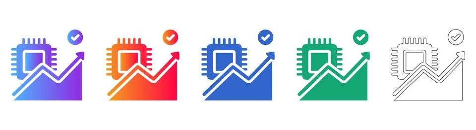 Technology Performance Success Icons Illustrazione stock
