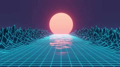 Technology perspective grid with mountain landscape background. Stock-Footage 174686390