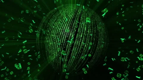 Technology Planet and Falling Code Numbers Stock Footage 59745419