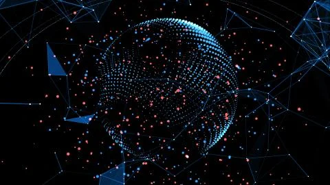 Technology planet and network data transmission, global Internet technology Stockillustratie