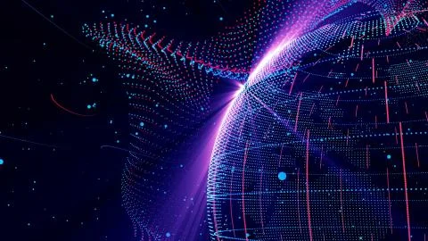 Technology planet and network data transmission, global Internet technology Stock Illustration