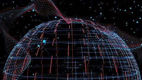 Technology planet and network data transmission, global Internet technology Illustrazione stock