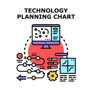 Technology planning chart for data analysis and development Stock Illustration