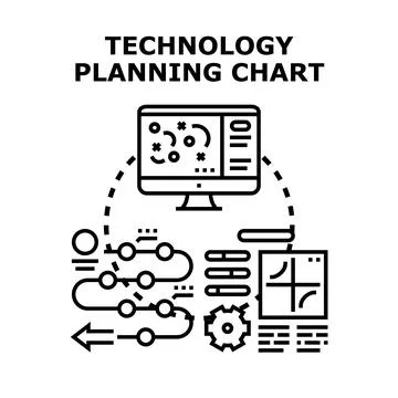 Technology planning chart for data analysis and development Stockillustratie