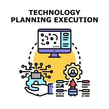 Technology planning execution for business development strategy Stock Illustration