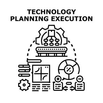 Technology planning execution implementing strategy development process 库存插图