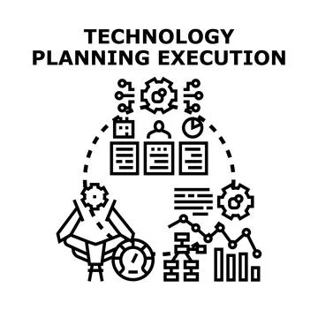 Technology planning execution management process development Stock Illustration