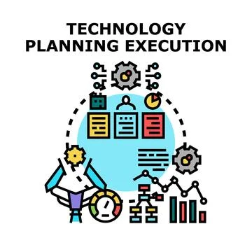 Technology planning execution management process development Stock Illustration