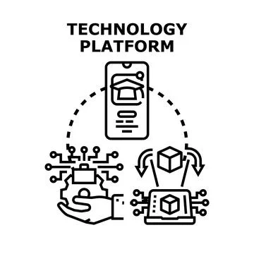 Technology platform for digital learning and data development Illustrazione stock