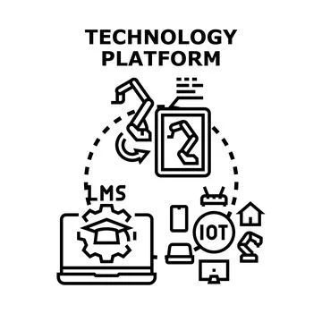 Technology platform integrating innovation, education, and automation concept Stock Illustration