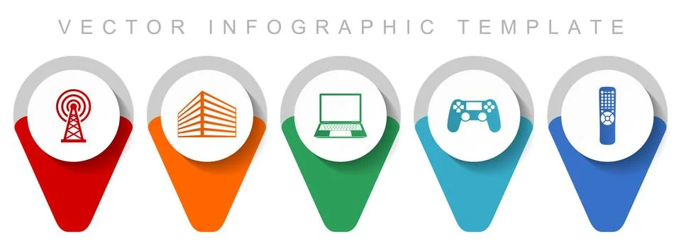 Technology pointer collection, miscellaneous icons such as antenna, office bu Stock Illustration
