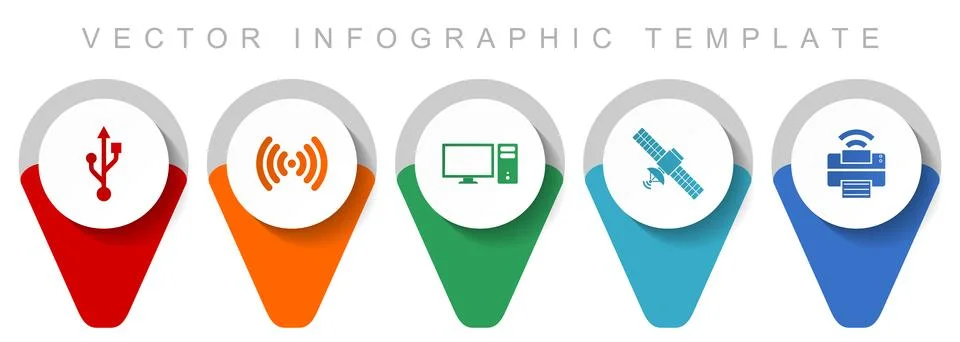 Technology pointer collection, miscellaneous icons such as usb, wifi, compute 库存插图
