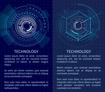 Technology Poster with Bright Interface Shapes Stock Illustration